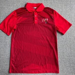 NFL Team Apparel Polo Mens Medium Red Tampa Bay Buccaneers TX3 Cool Short Sleeve